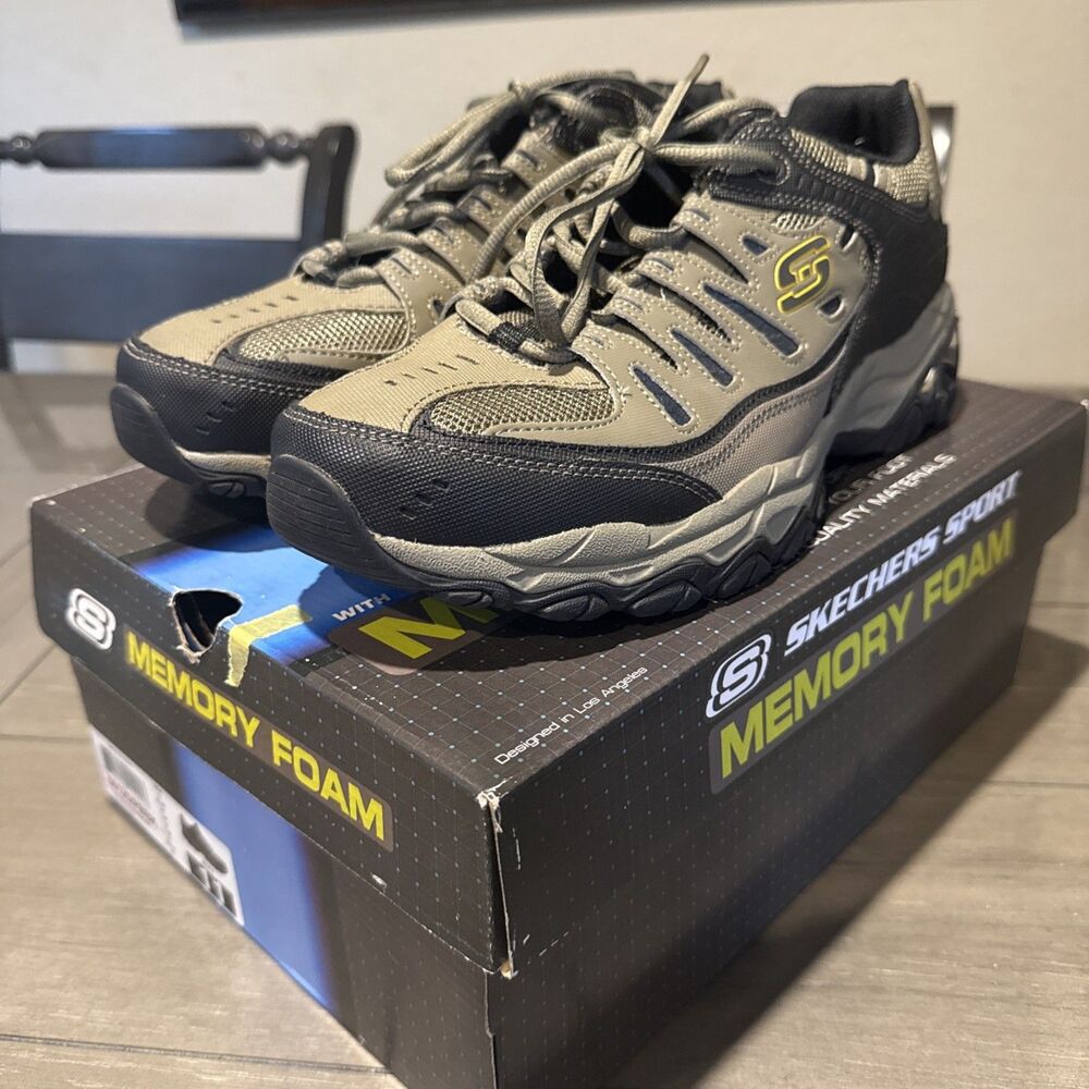 Skechers After Burn M Fit Olive/Khaki Green Lace-up Sneakers Shoes Size 11 NEW